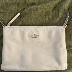 kate spade White Leather Crossbody Wristlet with Gold Logo